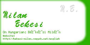 milan bekesi business card